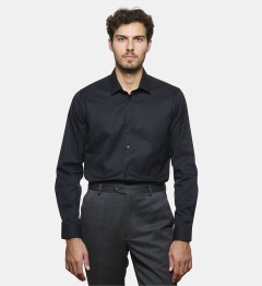 Chemise noire en twill coupe cintrée