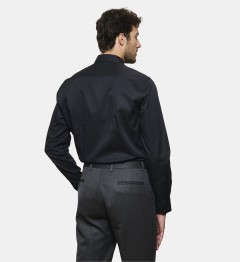 Chemise noire en twill coupe cintrée
