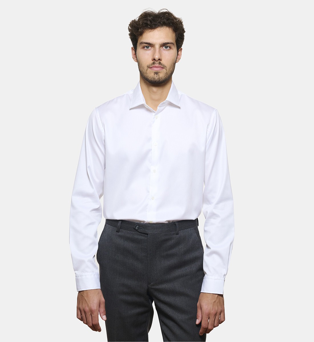 Chemise blanche en twill coupe droite