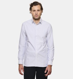 Chemise coupe droite rayure oxford gris