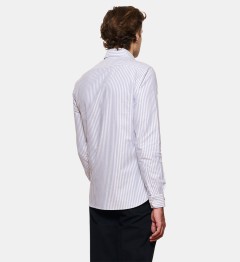 Chemise coupe droite rayure oxford gris
