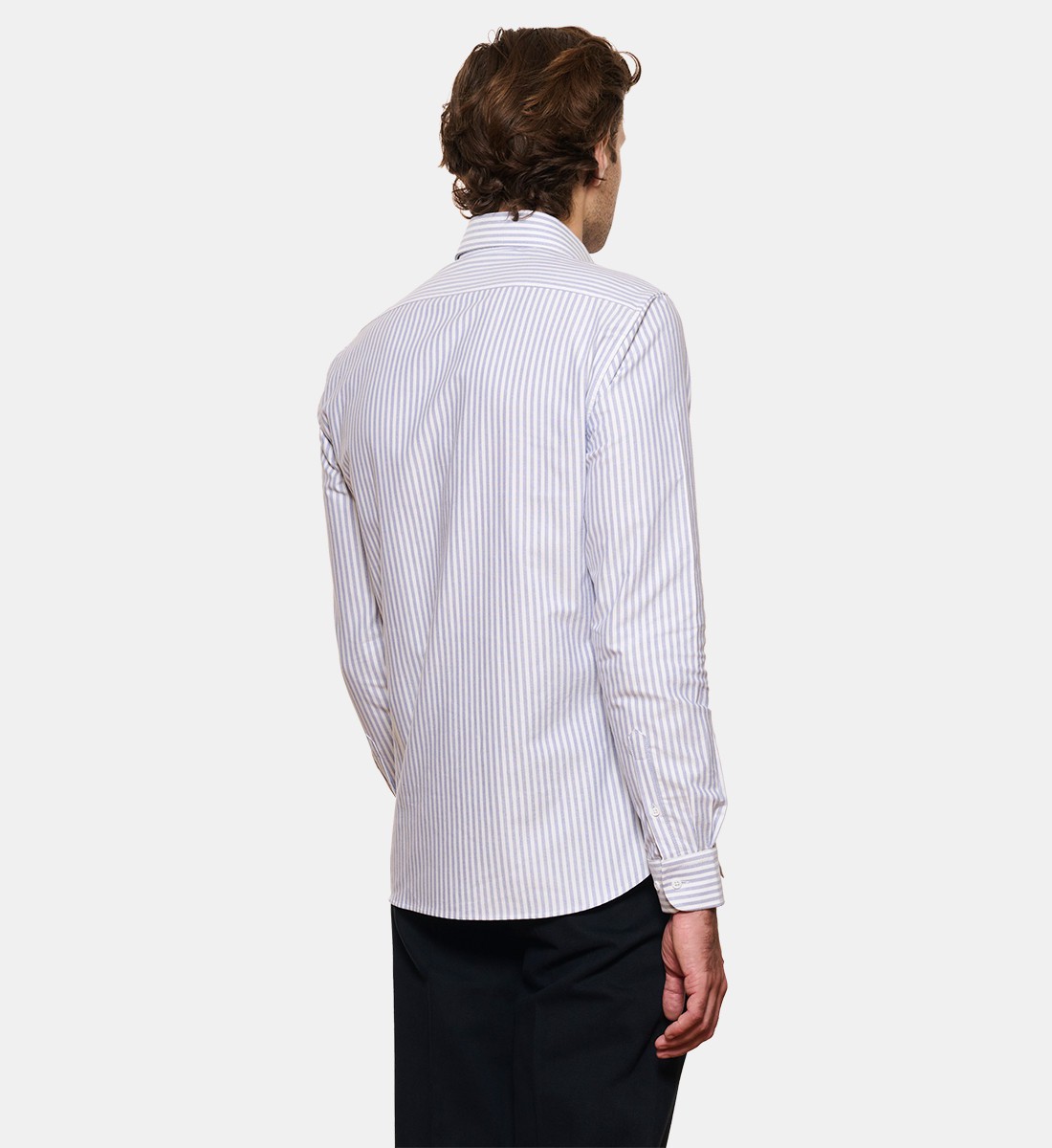 Chemise coupe droite rayure oxford gris
