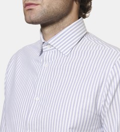 Chemise coupe droite rayure oxford gris