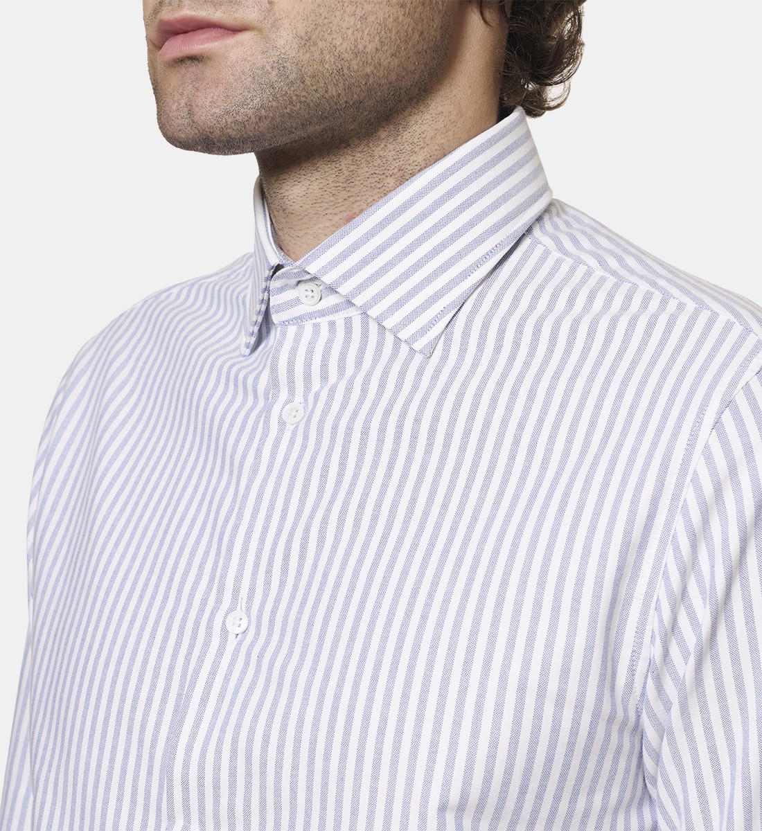 Chemise coupe droite rayure oxford gris
