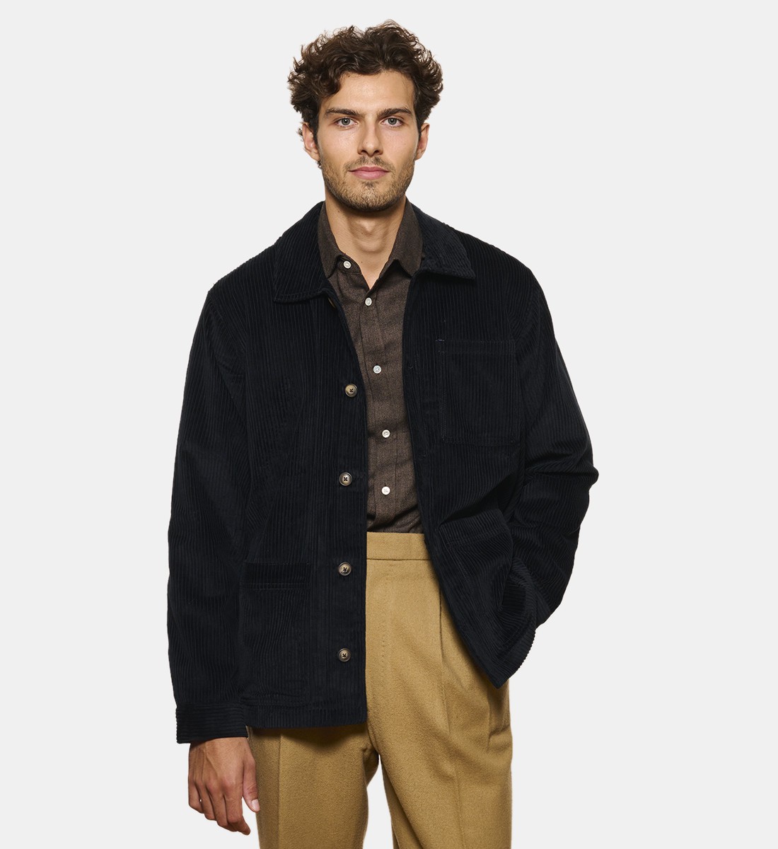 Veste worker en velours marine 100% coton