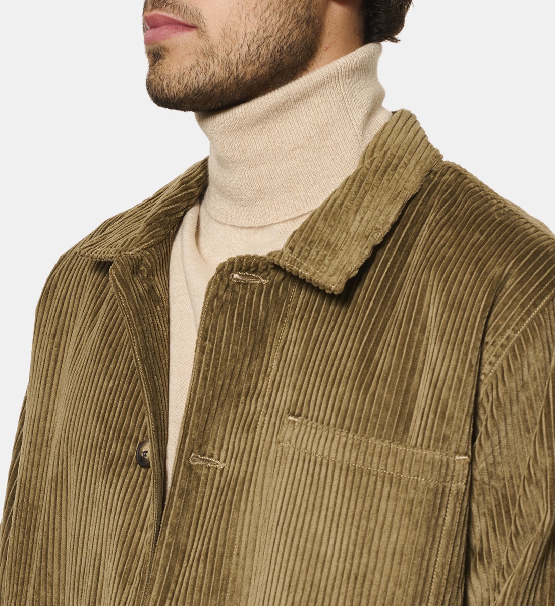 Veste worker en velours taupe 100% coton