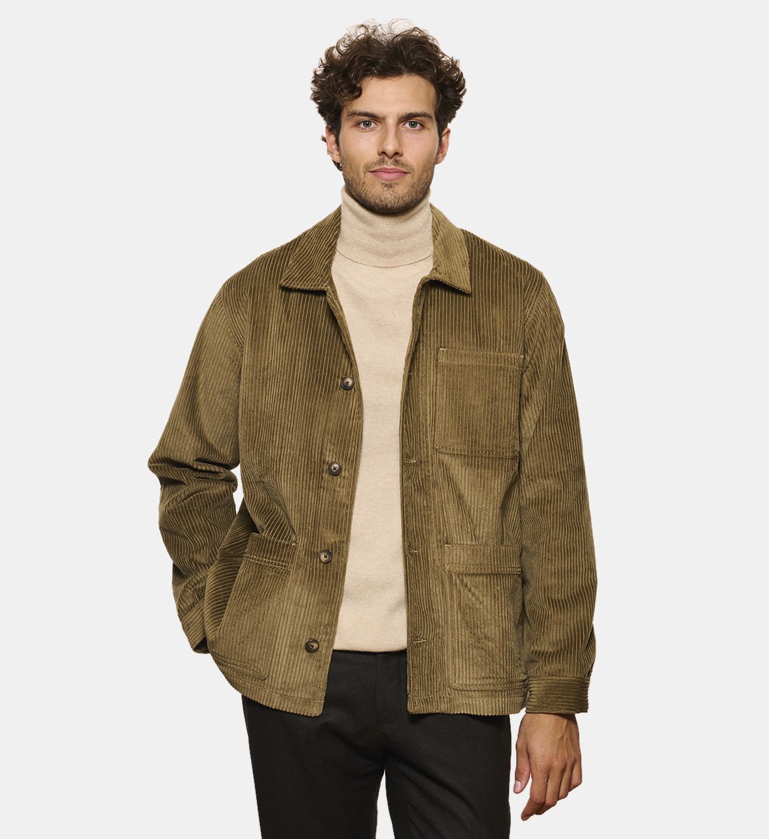 Veste worker en velours taupe 100% coton
