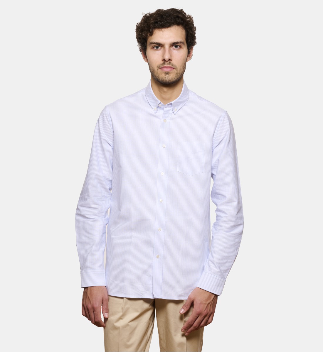 Chemise oxford ciel petit col boutonné coupe droite
