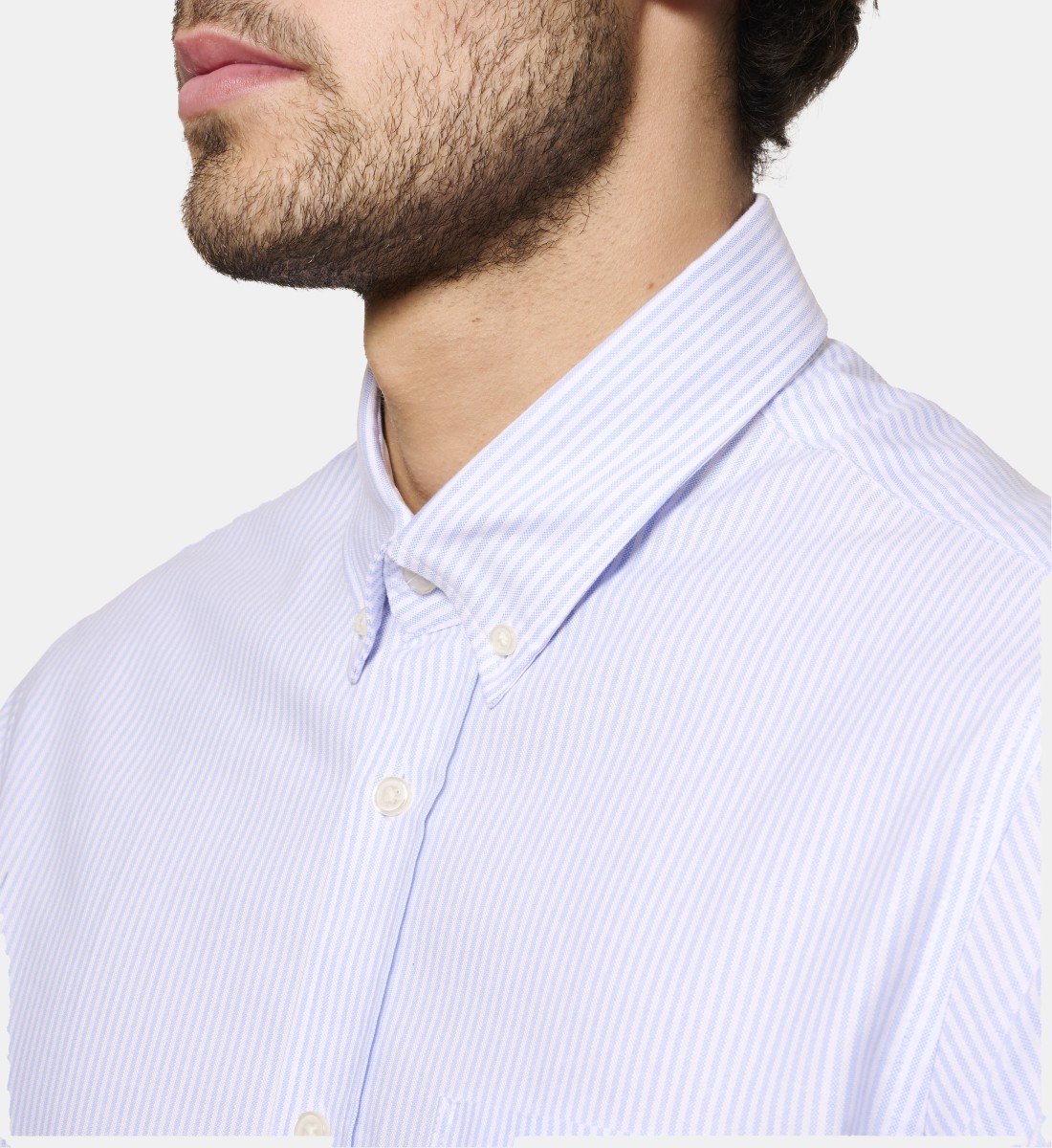 Chemise oxford ciel petit col boutonné coupe droite