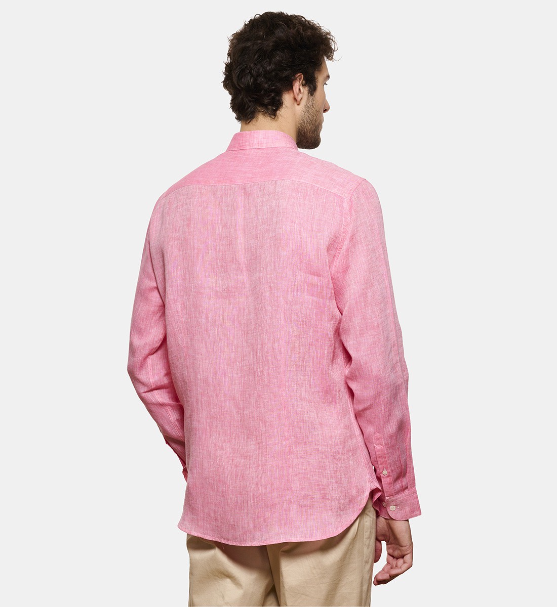 Chemise en lin rouge coupe cintrée