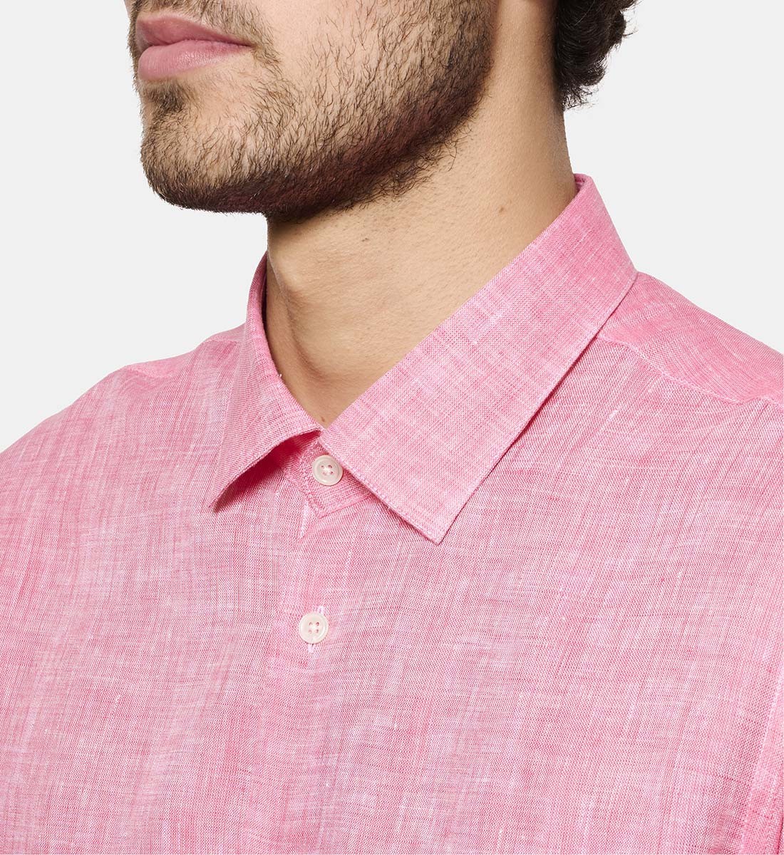 Chemise en lin rouge coupe cintrée
