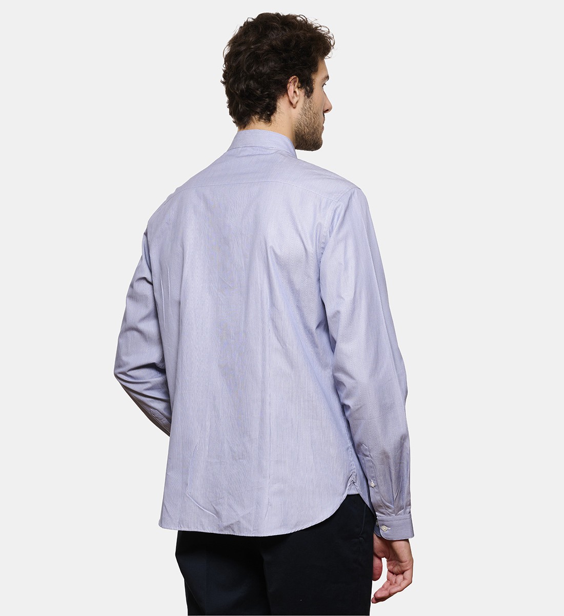 Chemise col chef milleraies marine coupe droite