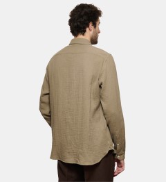 Chemise en gaze de coton kaki coupe droite