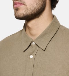Chemise en gaze de coton kaki coupe droite
