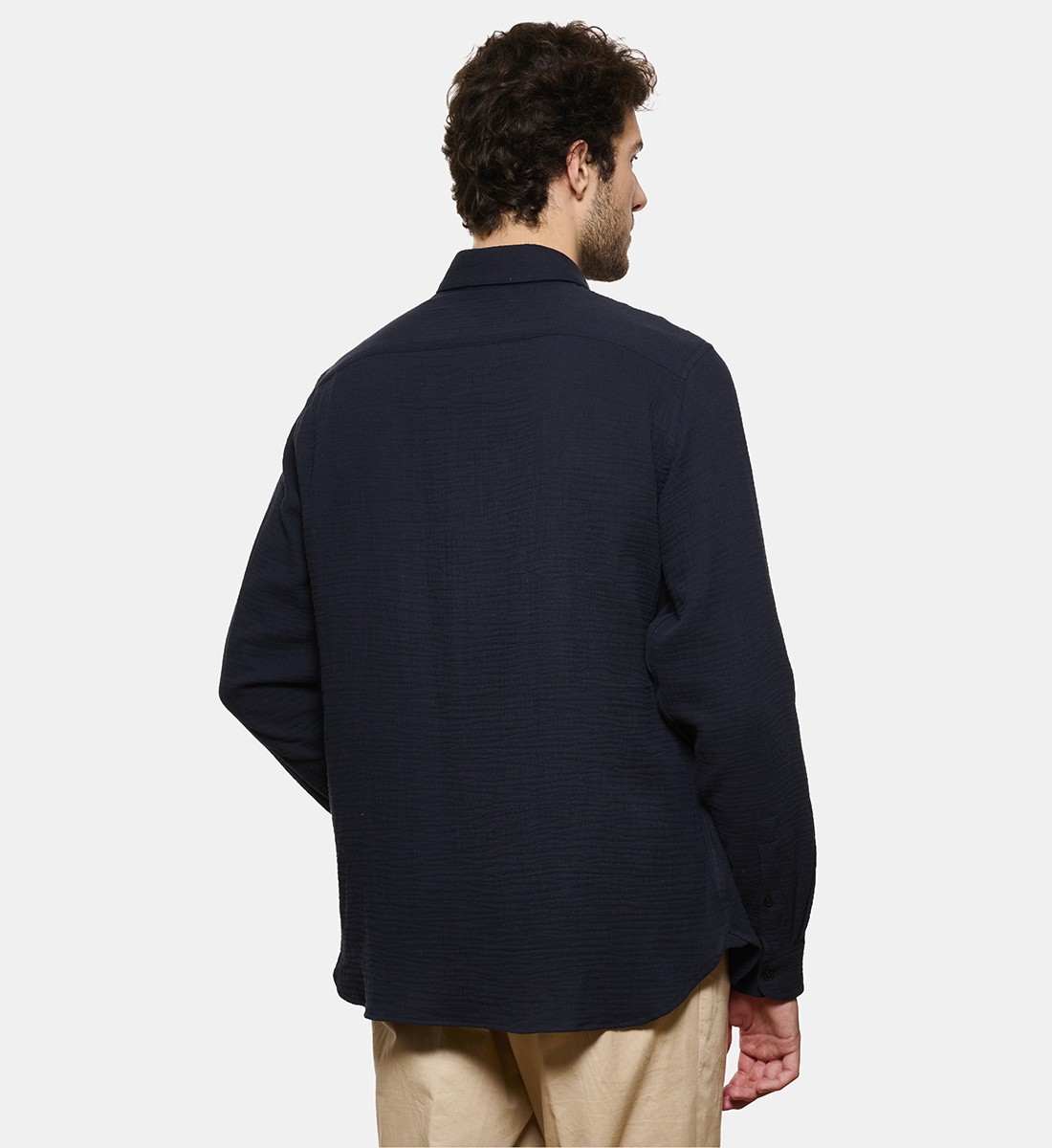 Chemise en gaze de coton marine coupe droite