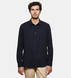 Chemise en gaze de coton marine coupe droite
