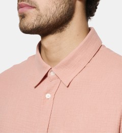 Chemise en gaze de coton rose coupe droite