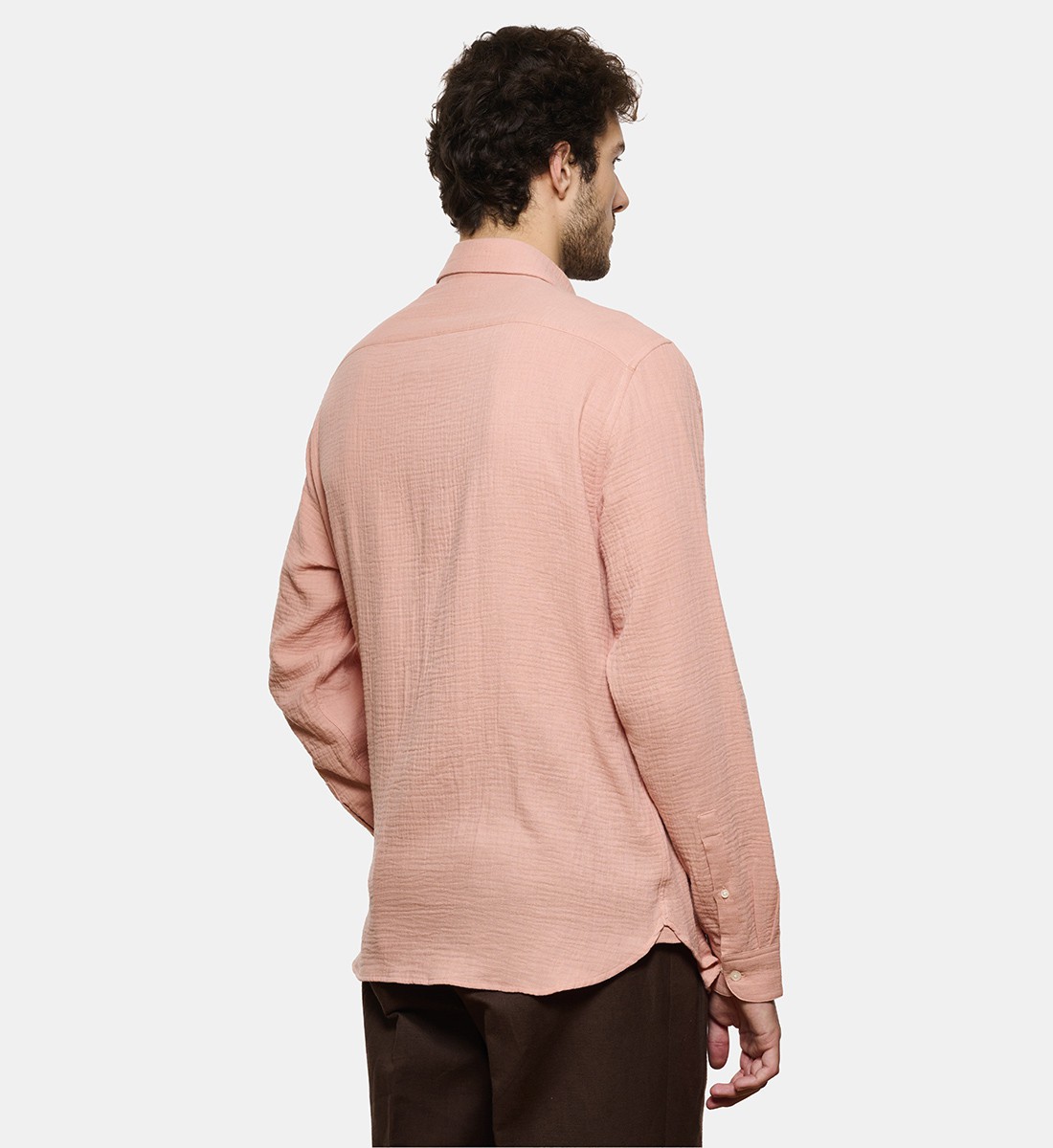 Chemise en gaze de coton rose coupe droite