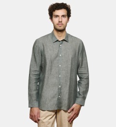 Chemise en lin kaki coupe cintrée