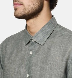 Chemise en lin kaki coupe cintrée