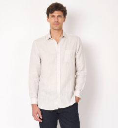 Chemise en lin beige coupe droite