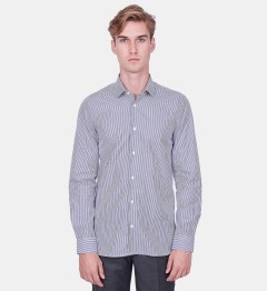 Chemise à rayures bâtons marine coupe cintrée