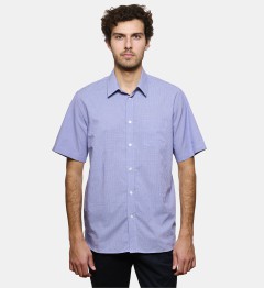 Chemise vichy ciel coupe droite manches courtes