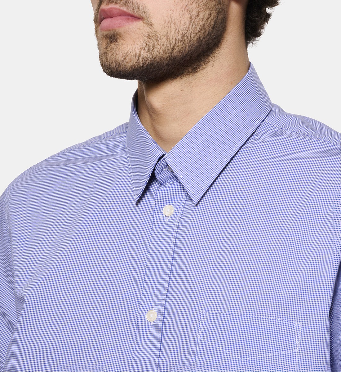 Chemise vichy ciel coupe droite manches courtes