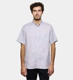 Chemise grise en oxford coupe droite manches courtes