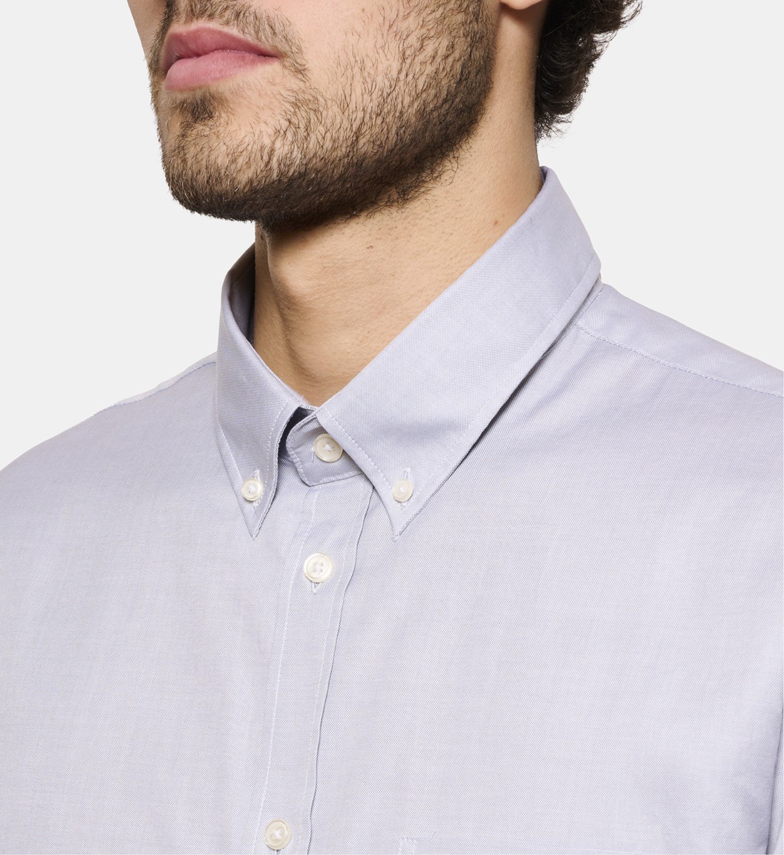 Chemise grise en oxford coupe droite manches courtes