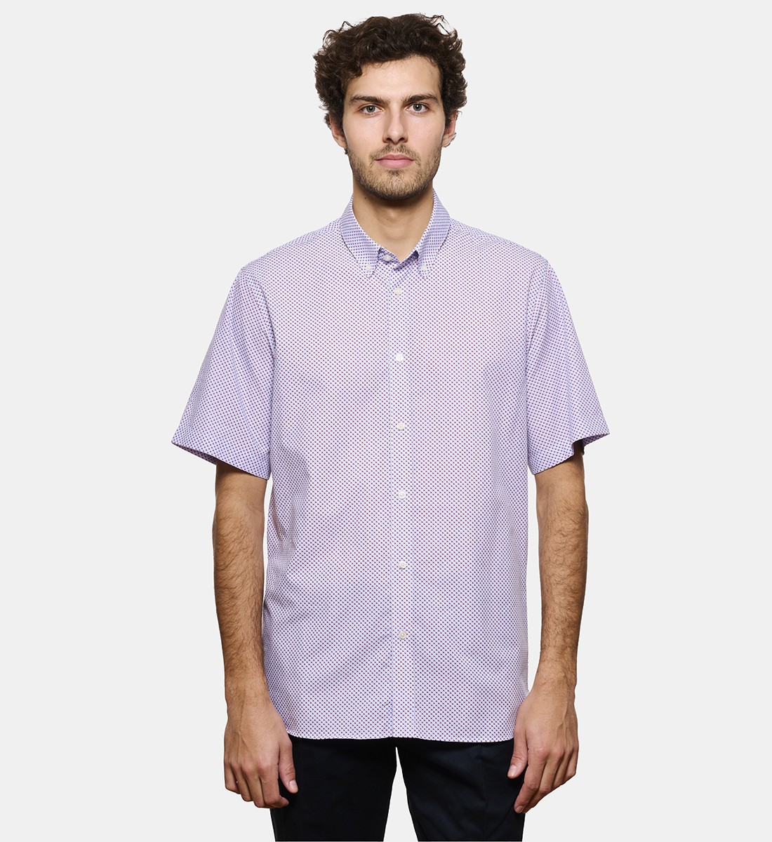 Chemise ciel coupe droite manches courtes