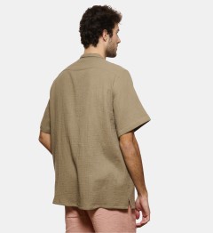 Chemise manches courtes gaze de coton kaki