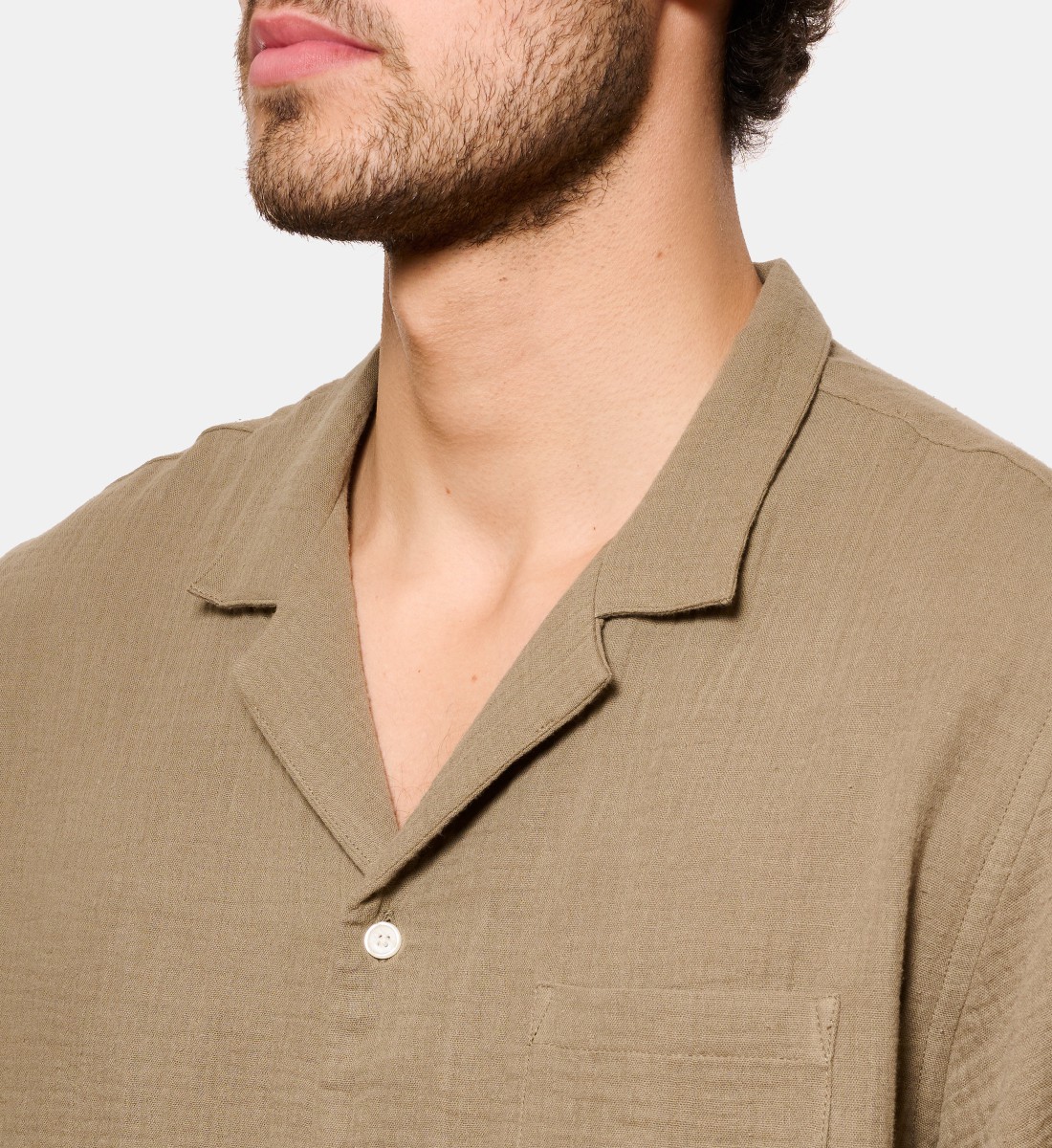 Chemise manches courtes gaze de coton kaki