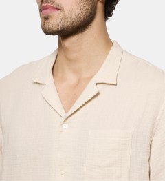 Chemise manches courtes gaze de coton écru