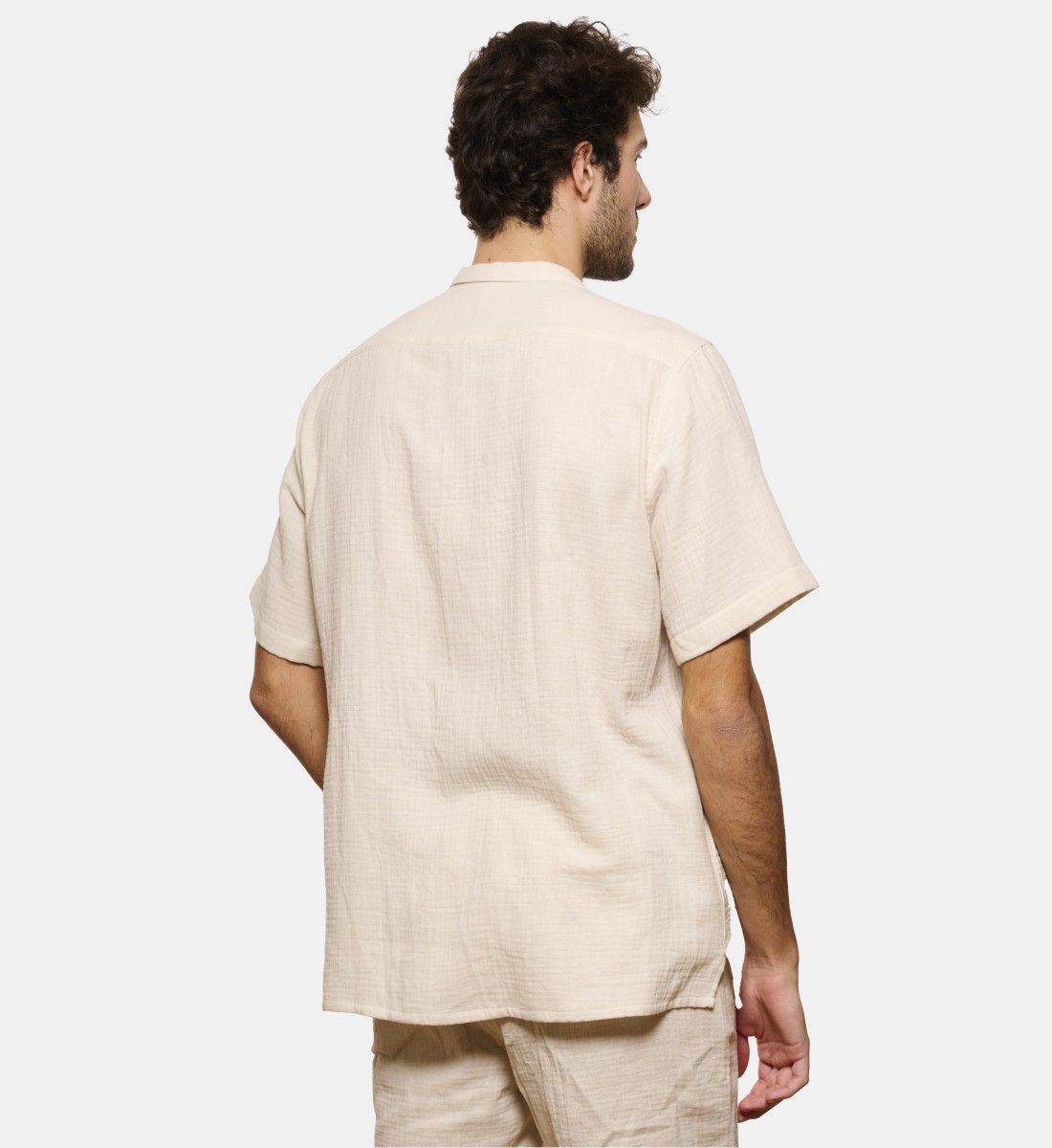 Chemise manches courtes gaze de coton écru