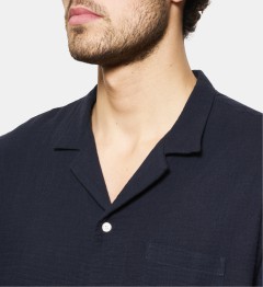 Chemise manches courtes gaze de coton marine