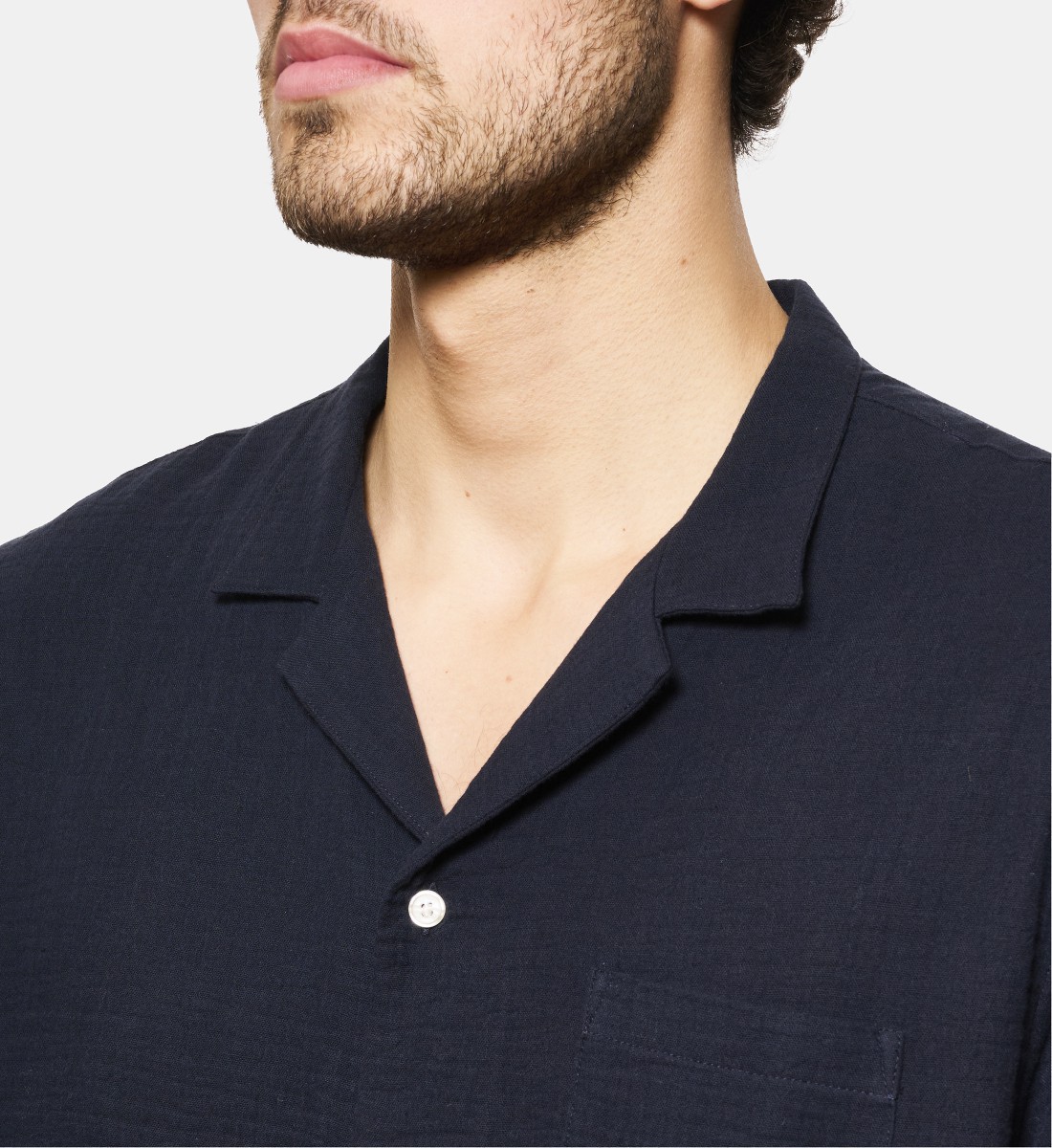 Chemise manches courtes gaze de coton marine