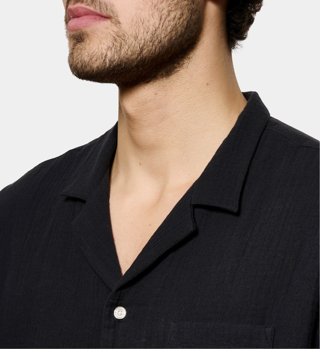 Chemise manches courtes gaze de coton noir