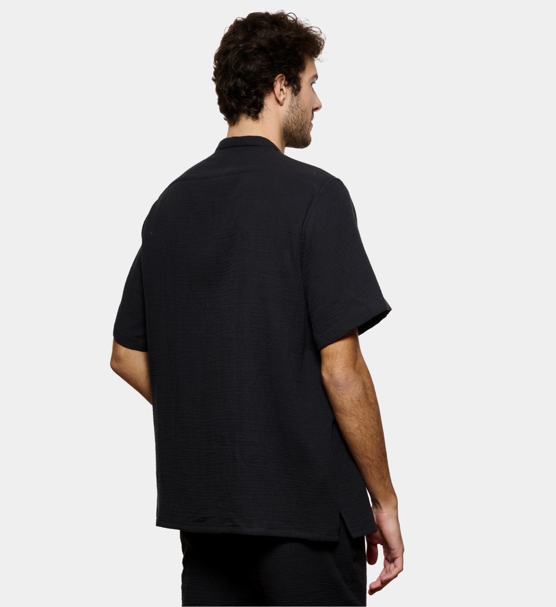 Chemise manches courtes gaze de coton noir