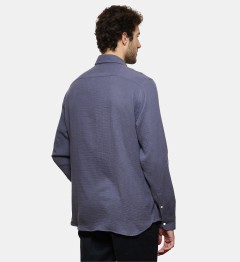 Chemise en gaze de coton bleu coupe droite