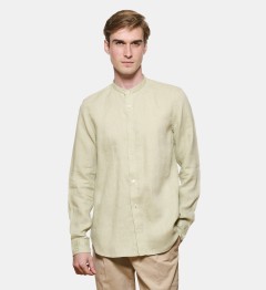 Chemise en lin Amande col Mao coupe droite