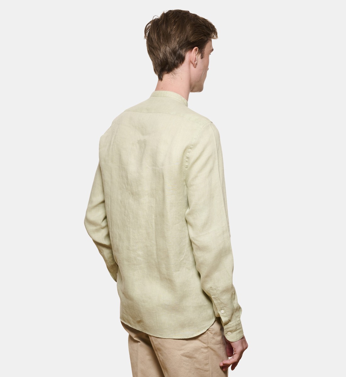 Chemise en lin Amande col Mao coupe droite