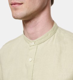 Chemise en lin Amande col Mao coupe droite