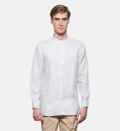 Chemise en lin ciel col Mao coupe droite