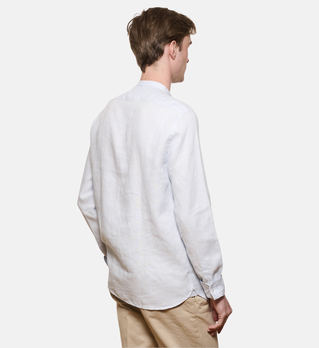 Chemise en lin ciel col Mao coupe droite
